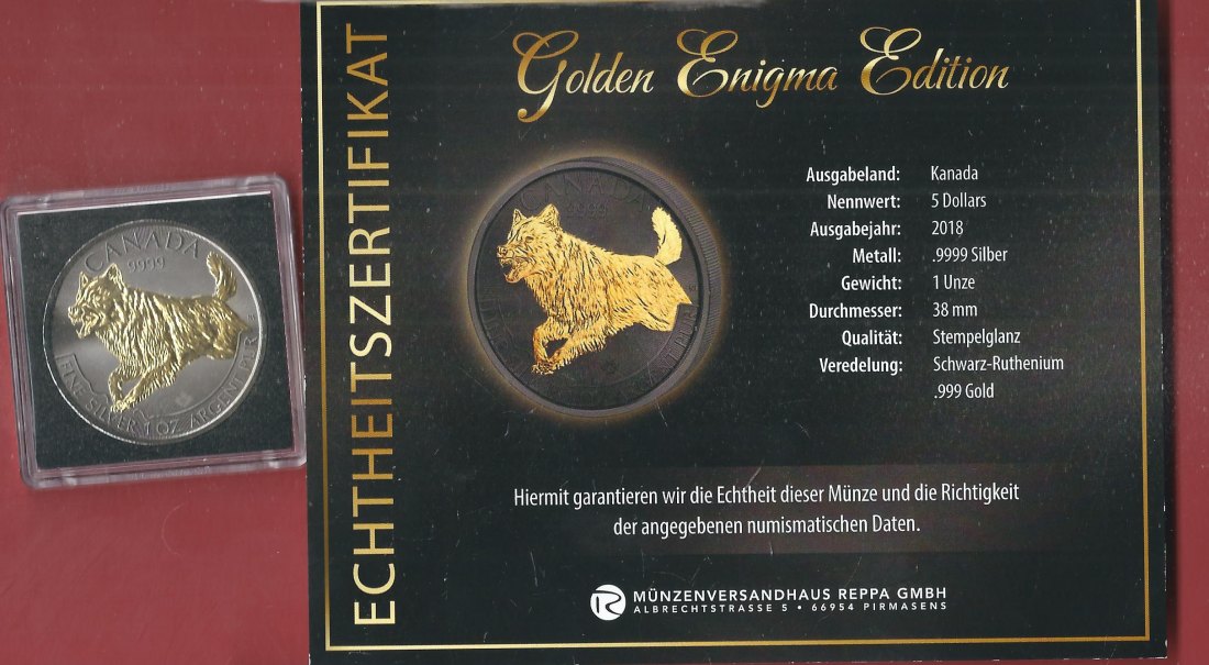  Kanada 5 D. 2018 1 OZ Enigma Edition Koblenzer Muenzen Studio Münzankauf Koblenz Frank Maurer AL153   