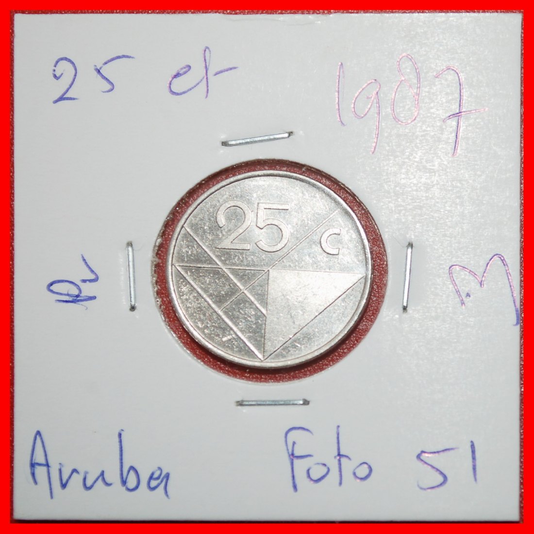  Ⰶ NETHERLANDS (1986-2023): ARUBA ★ 25 CENTS 1987! BEATRIX (1980-2013) HOLDER★LOW START ★ NO RESERVE!   
