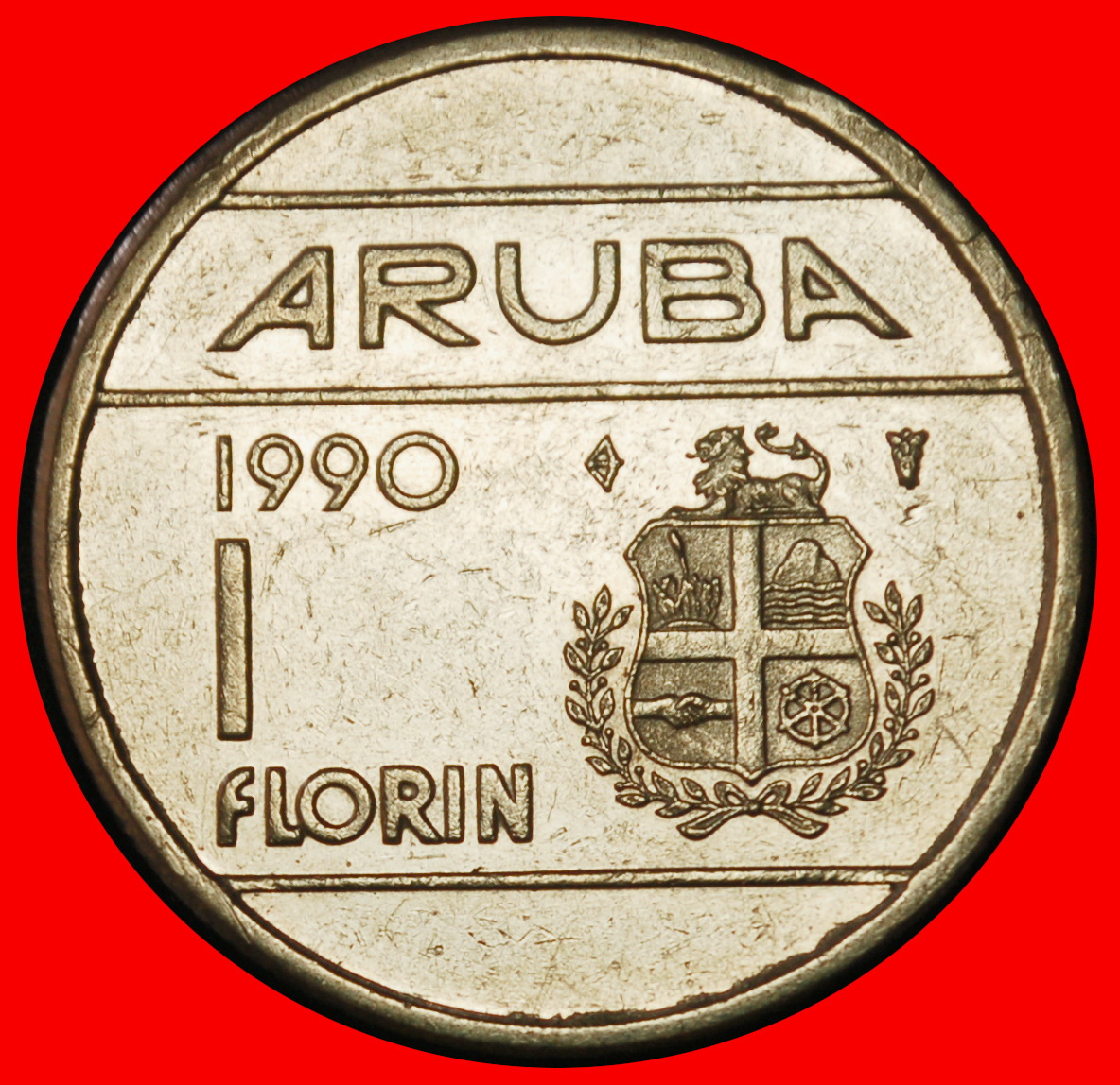  Ⰶ NETHERLANDS (1986-2013): ARUBA ★ 1 FLORIN 1990! BEATRIX (1980-2013) LUSTRE★LOW START ★ NO RESERVE!   