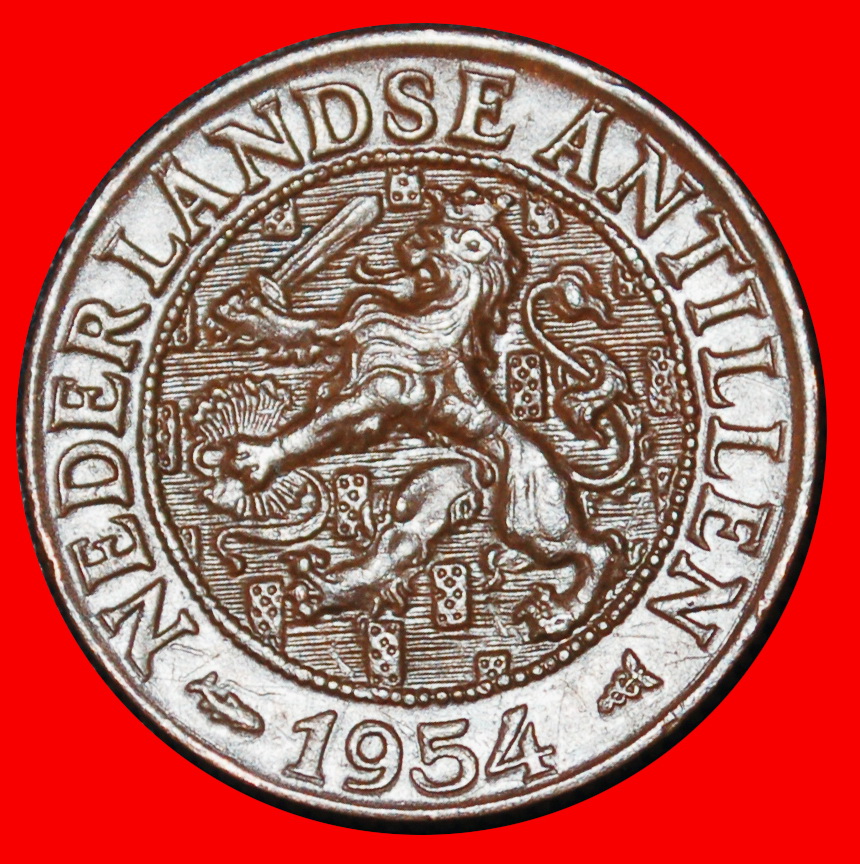 Ⰶ MIT ARUBA (1952-1970): NIEDERLANDE ANTILLEN ★ 1 CENT 1954! JULIANA (1948-1980)★OHNE VORBEHALT!