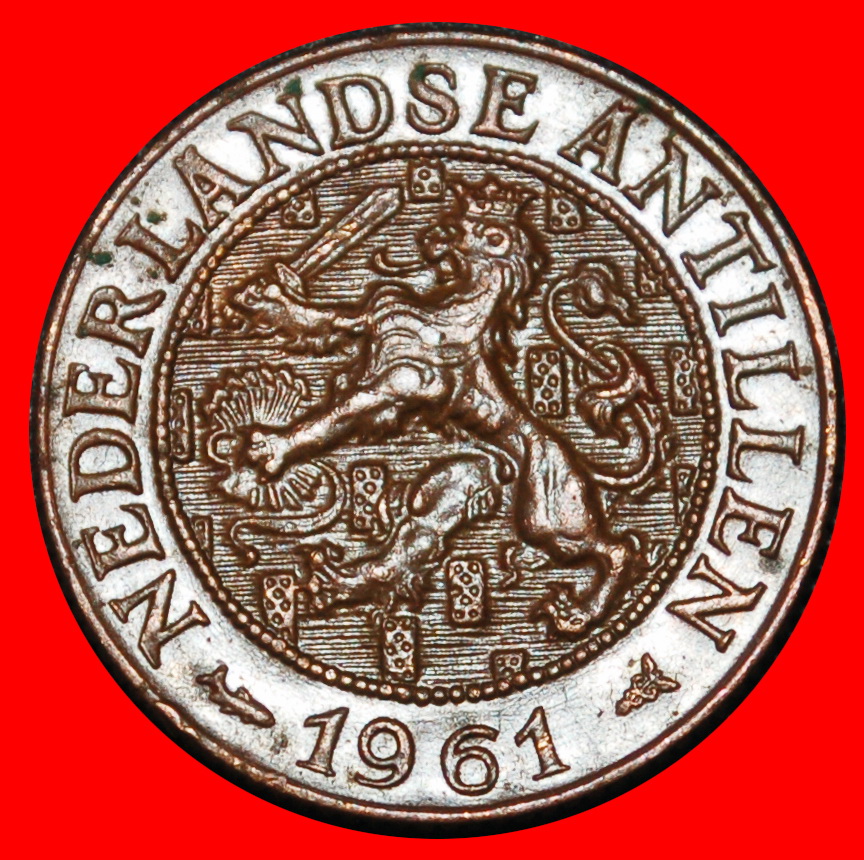  Ⰶ WITH ARUBA (1952-1970):NETHERLANDS ANTILLES★1 CENT 1961! JULIANA 1948-1980★LOW START ★ NO RESERVE!   