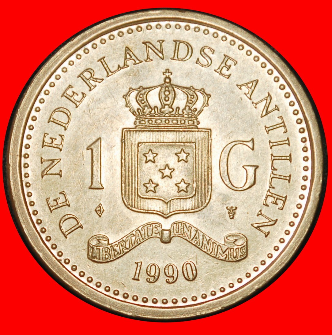 Ⰶ BEATRIX (1980-2013): NETHERLANDS ANTILLES ★ 1 GULDEN 1990! WITHOUT ARUBA ★LOW START ★ NO RESERVE!