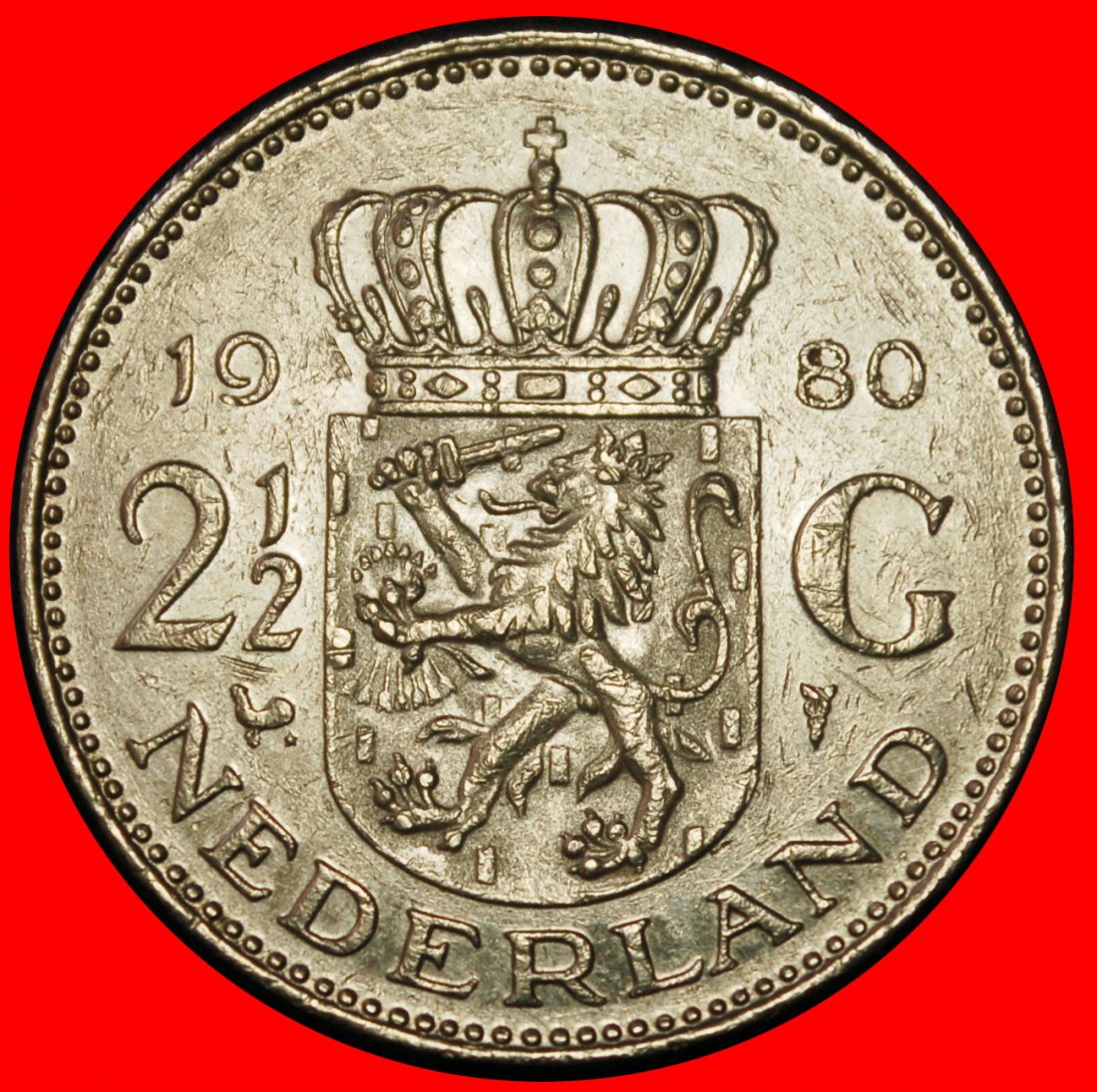 Ⰶ PORTRÄT SINISTER: NIEDERLANDE★ 2 1/2 GULDEN 1980 HAHN und STERN! JULIANA 1948-1980★OHNE VORBEHALT!