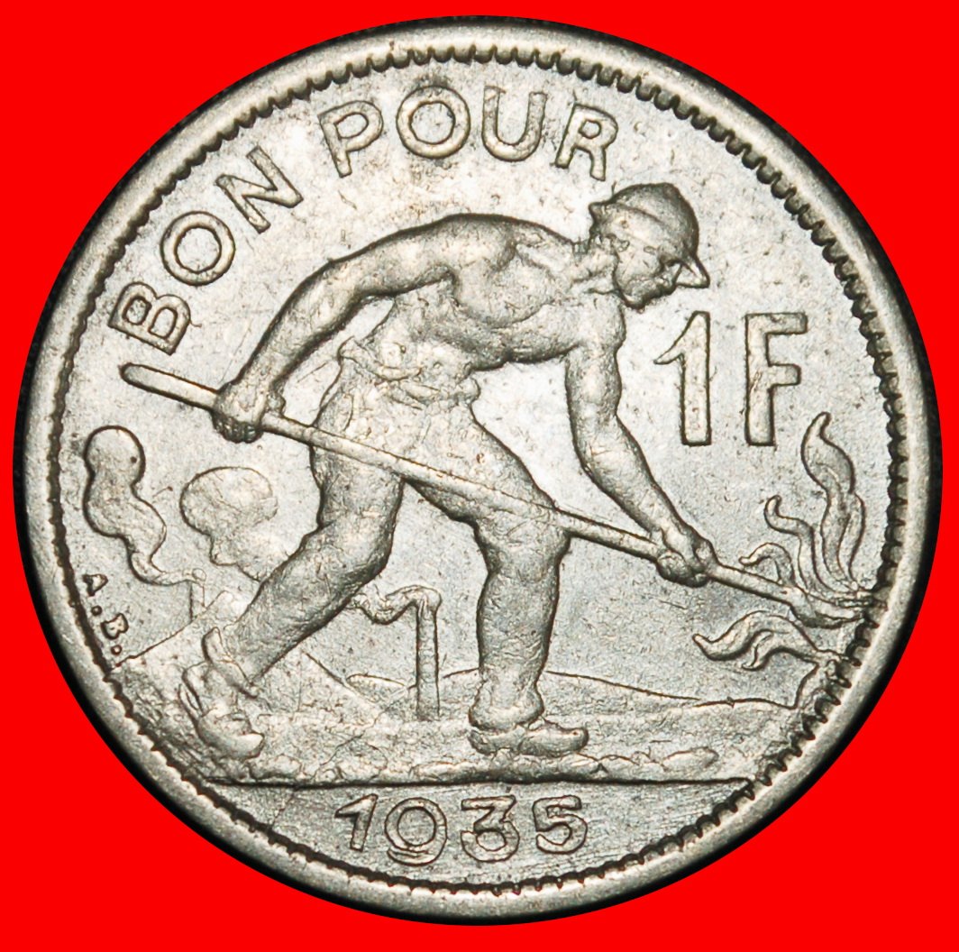 Ⰶ BELGIUM 1924-1935: LUXEMBOURG★1 FRANC 1935 SEMI-NAKED! CHARLOTTE 1919-1964★LOW START ★ NO RESERVE!