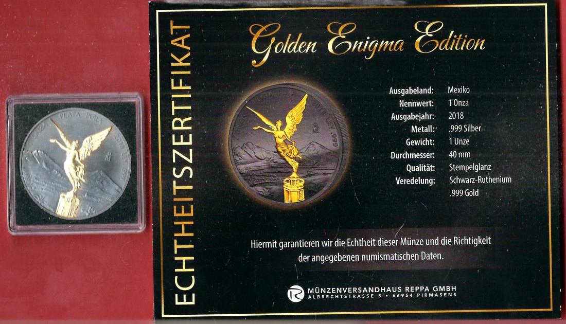  Mexico 2018 1 OZ Enigma Edition Koblenzer Muenzen Studio Münzankauf Koblenz Frank Maurer AL158   