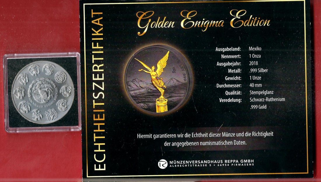  Mexico 2018 1 OZ Enigma Edition Koblenzer Muenzen Studio Münzankauf Koblenz Frank Maurer AL158   