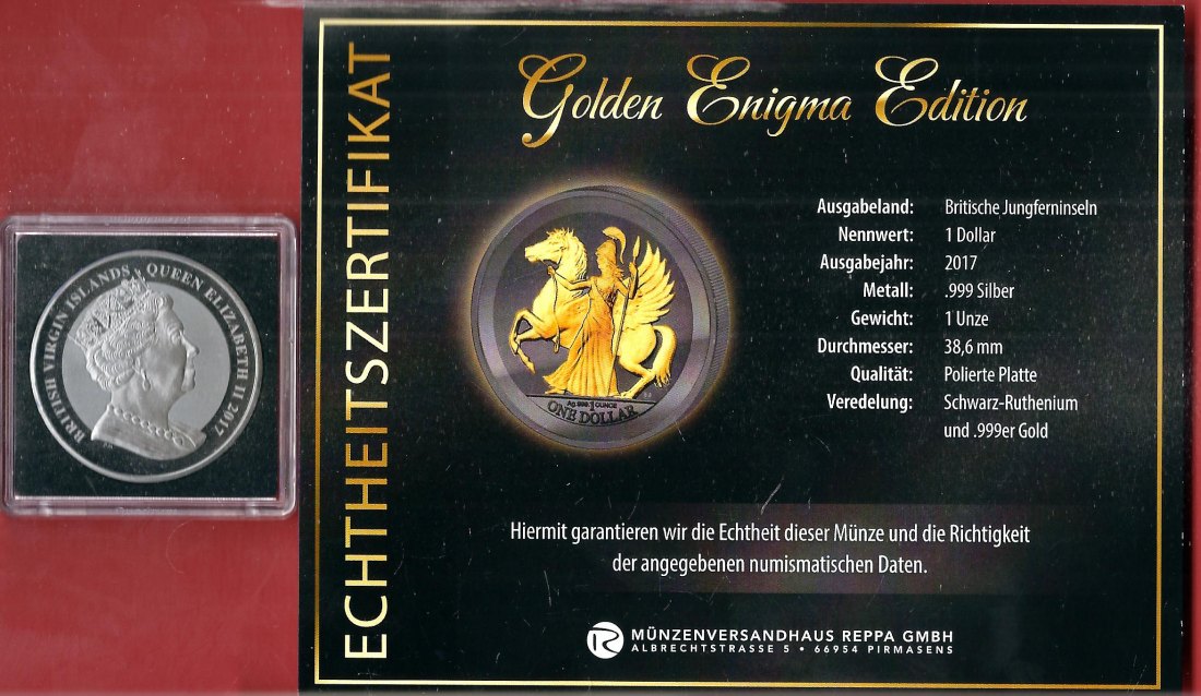  1 D. B.V.I.2017 OZ Enigma Edition Koblenzer Muenzen Studio Münzankauf Koblenz Frank Maurer AL159   