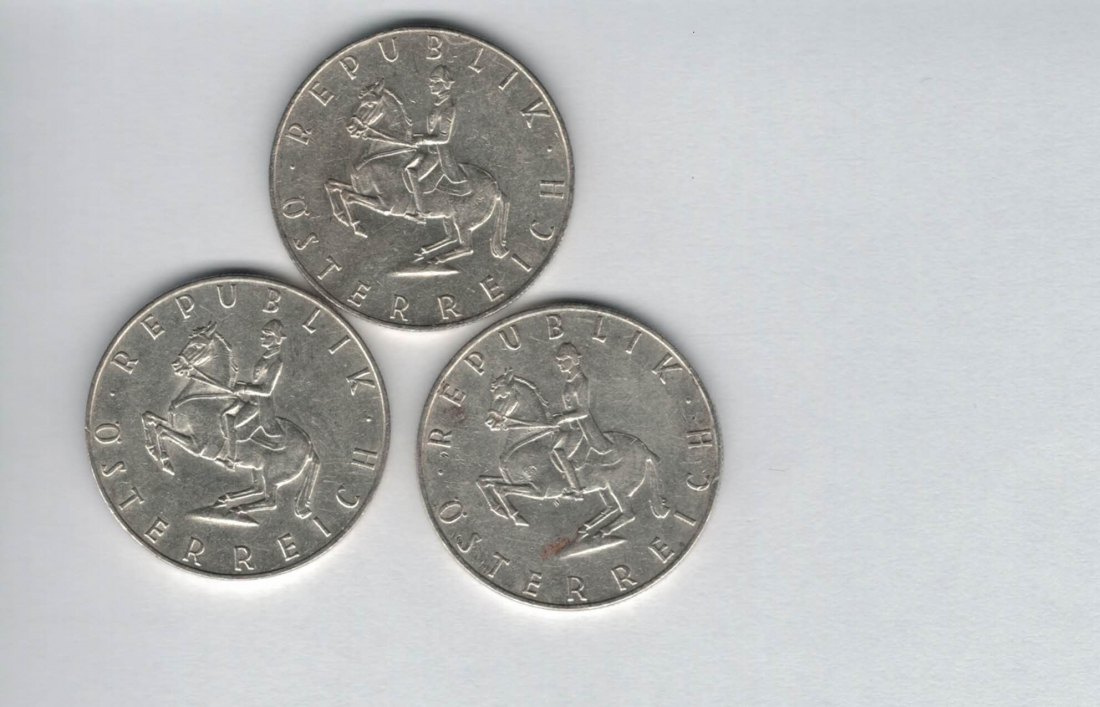  5 Schilling 1961 3 Stk silber á 3,32 fein Österreich Spittalgold9800 /1054   