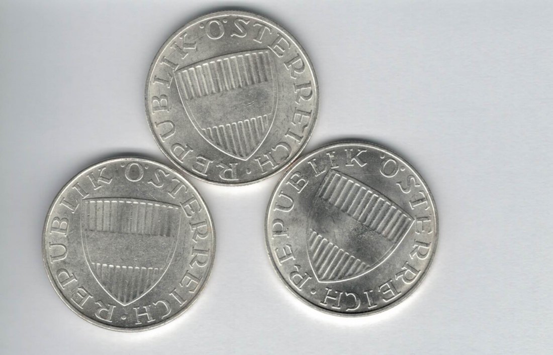  10 Schilling 1971 1972 1973 Ag silber á 4,8g fein Österreich 2. Republik Spittalgold9800 (4785)   