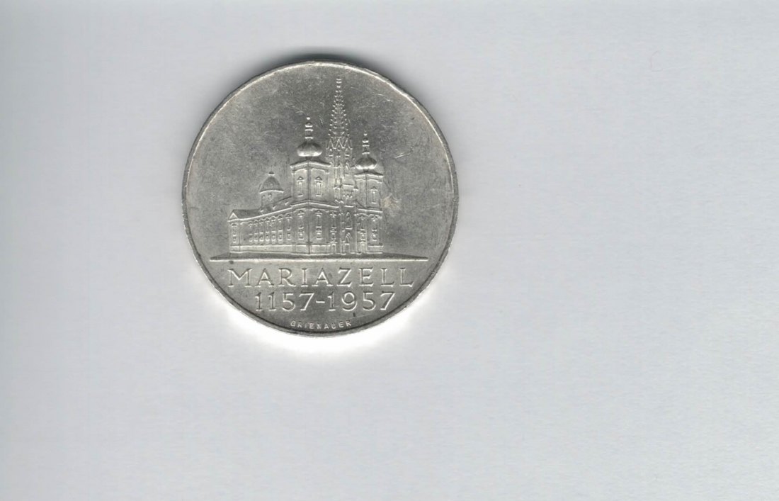  25 Schilling 1957 800 Jahre Mariazell 10,4g fein Ag Gedenkmünze Österreich Spittalgold9800 (04588/3)   