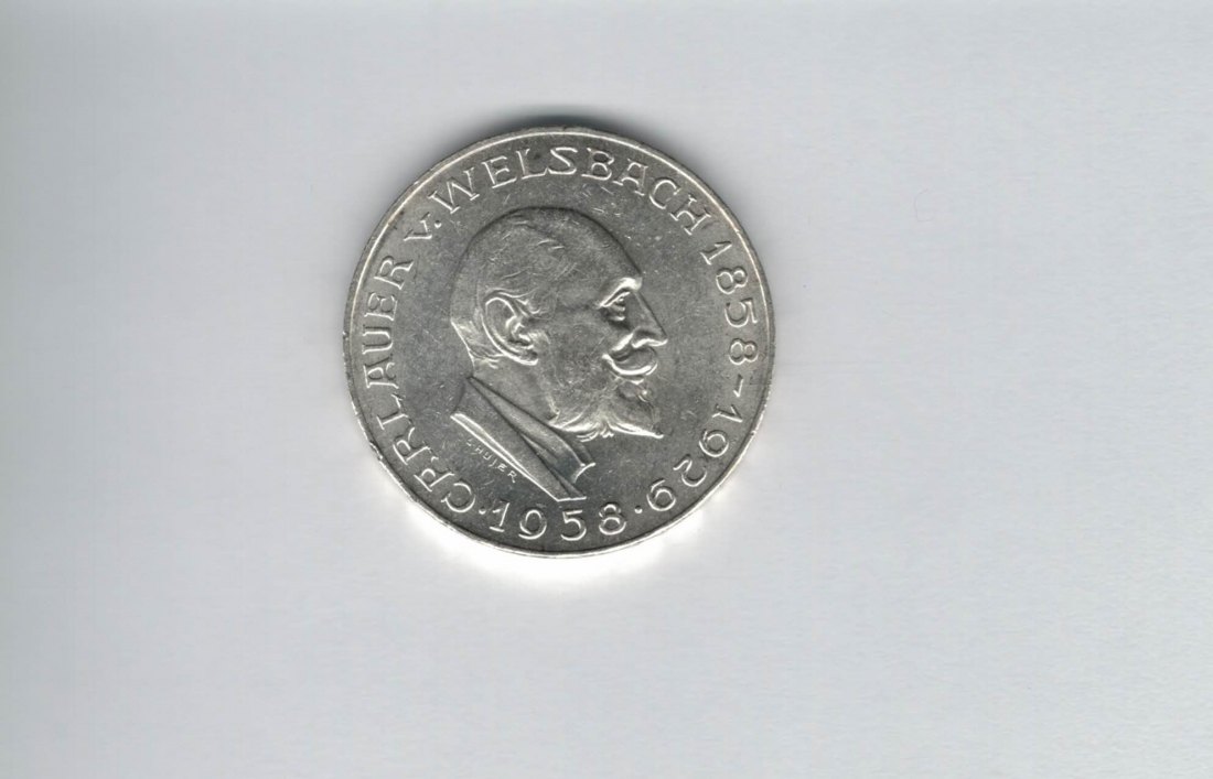  25 Schilling 1958 Carl Auer von Welsbach silber 10,4g fein Österreich Spittalgold9800 (4588/4)   