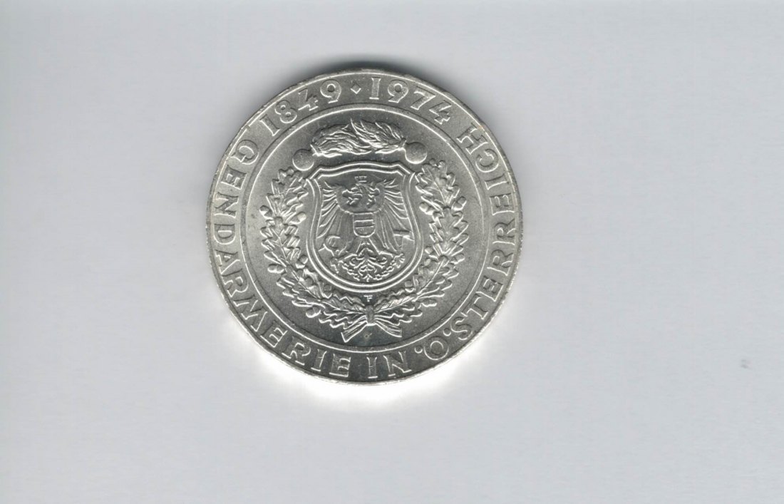  50 Schilling 1974 Gendarmerie seit 125 Jahren Ag 12,8g fein Österreich Spittalgold9800 (4504/2)   