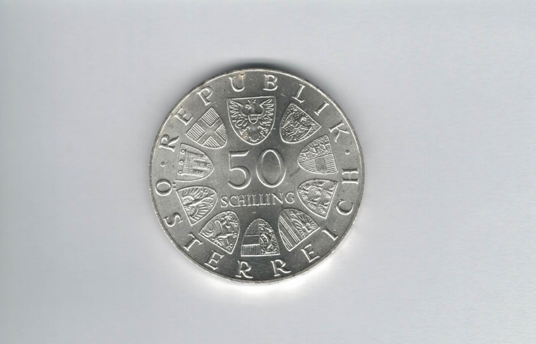  50 Schilling 1974 Gendarmerie seit 125 Jahren Ag 12,8g fein Österreich Spittalgold9800 (4504/2)   