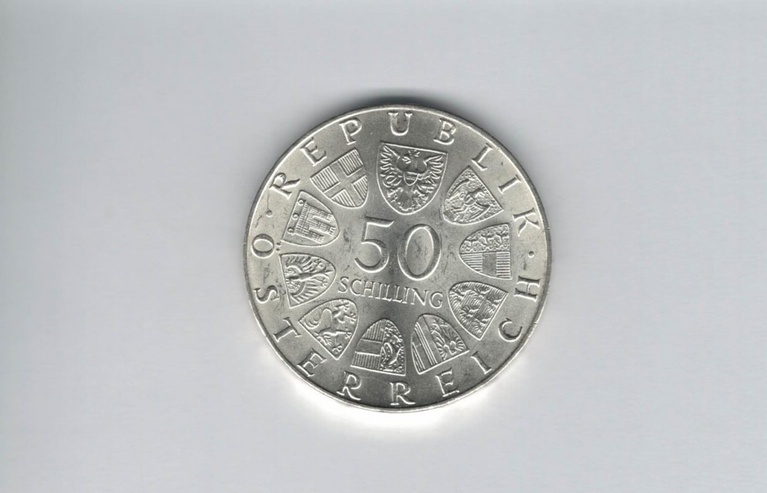  50 Schilling 1974 50 Jahre Rundfunk Ag 12,8g fein Österreich Spittalgold9800 (04504/4)   