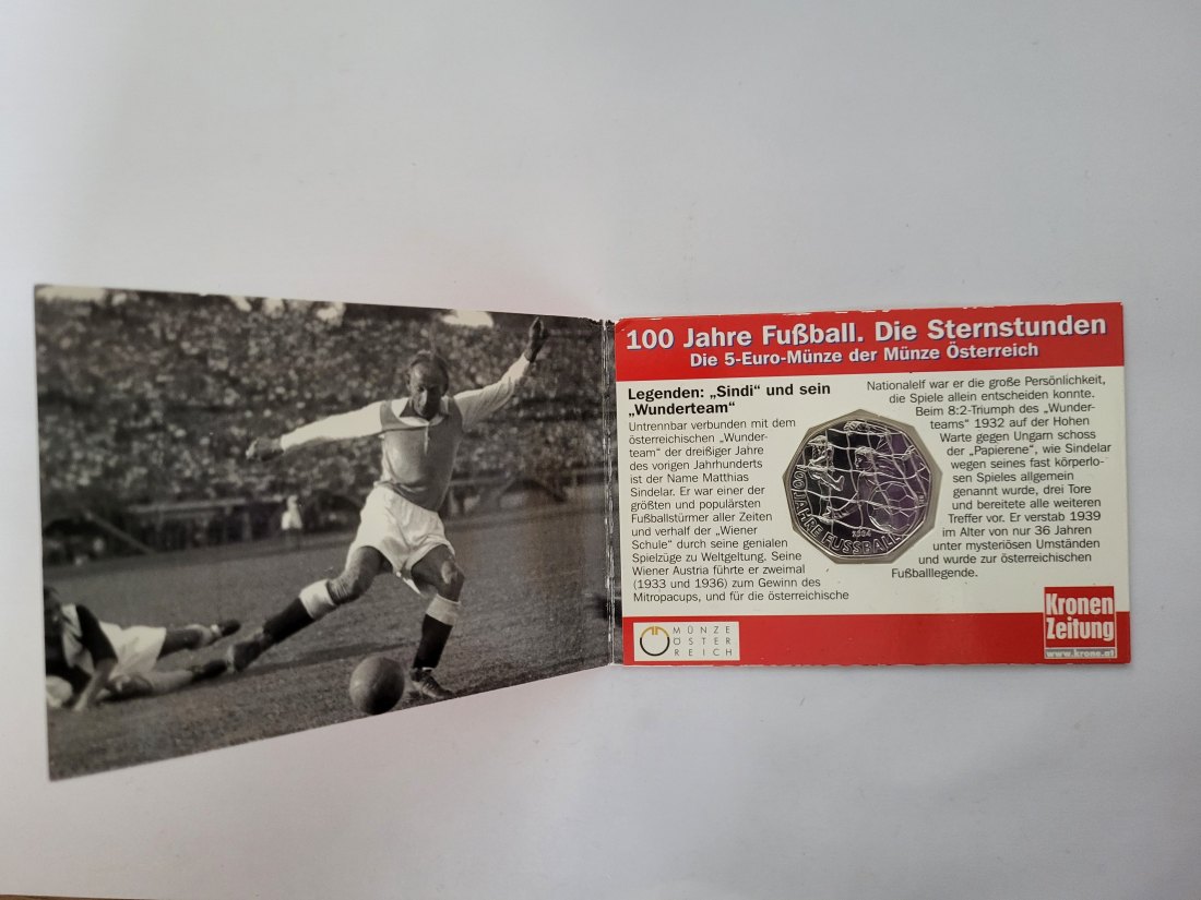  5 Euro 2004 100 Jahre Fußball silber 8g fein Blister Österreich Spittalgold9800 (4974/4   