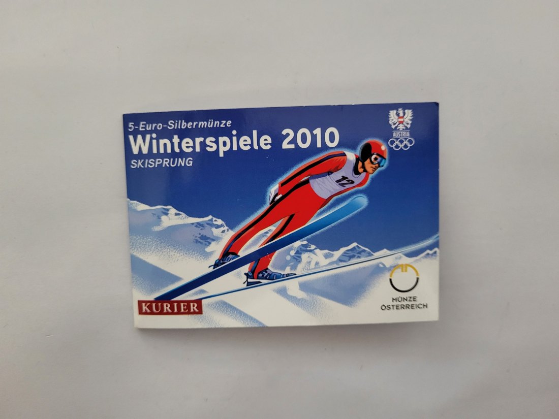  5 Euro 2010 Winterspiele Skisprung silber 8g fein Blister Österreich Spittalgold9800 (4974/16   