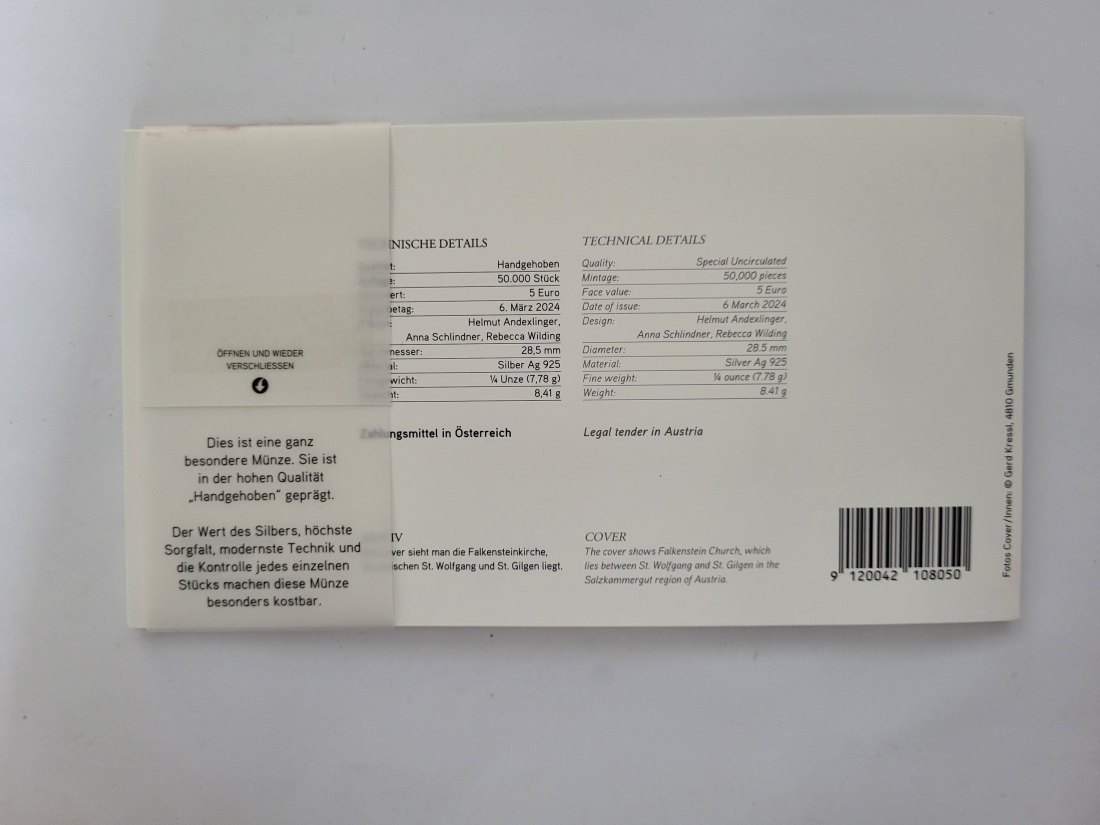  5 Euro 2024 Auf dem Weg Blister Ag 925/7,78g fein Österreich Spittalgold9800 (04974)   