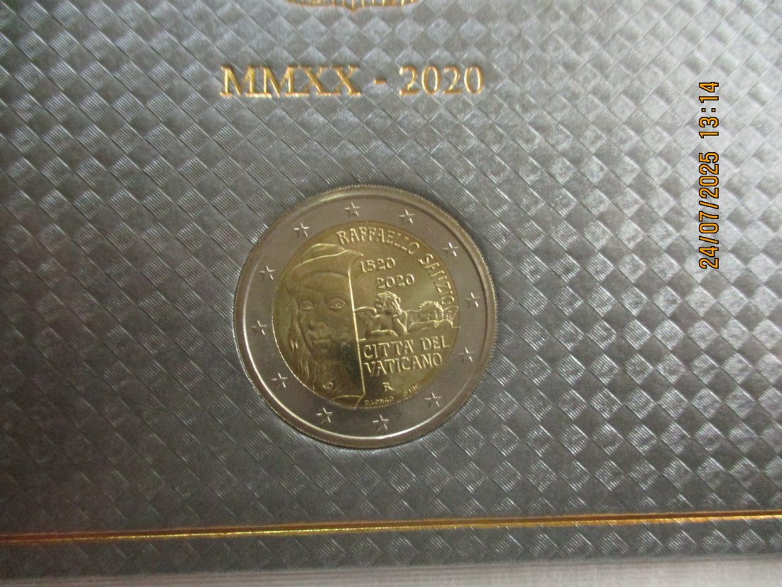  2 Euro 2020 Vatikan Gedenkmünze Todesjahr von Raffael Sanzio - 44g   