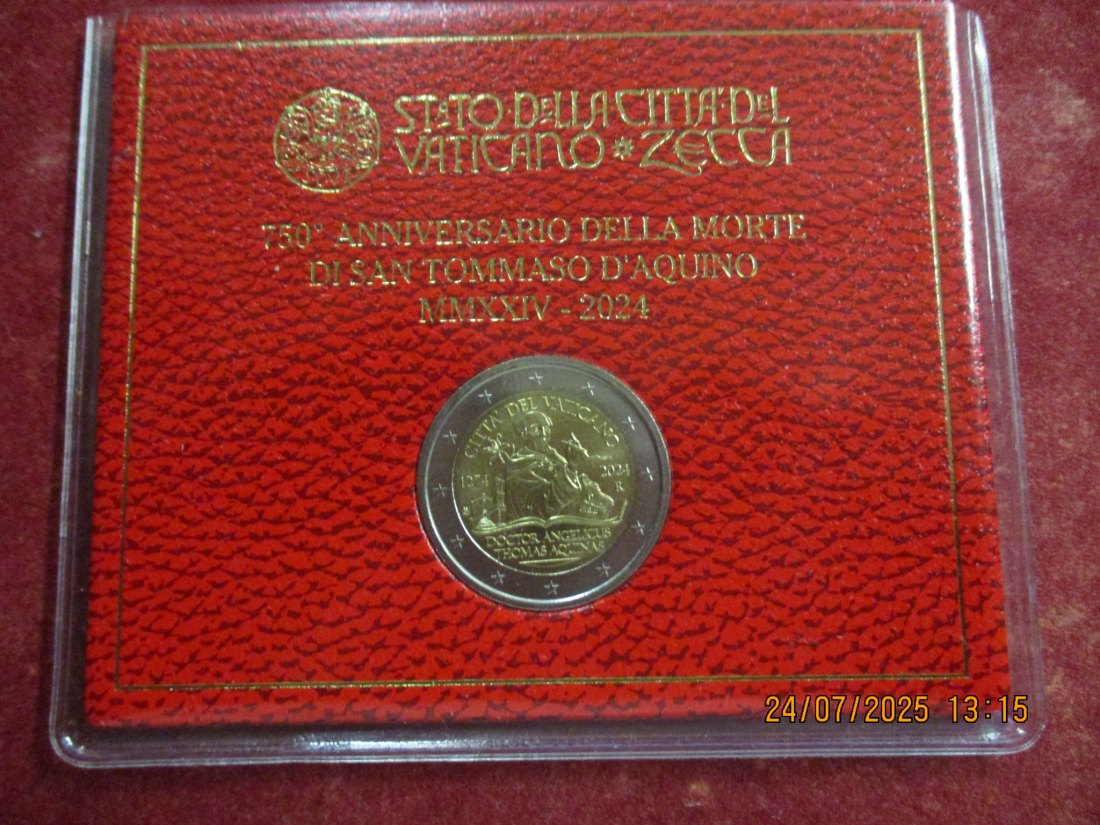  2 Euro 2024 Vatikan Gedenkmünze  - 20g   