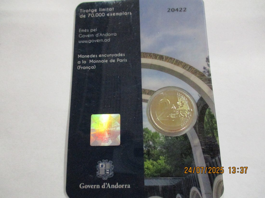  2 Euro 2021 Andorra  Gedenkmünze  - 23g   