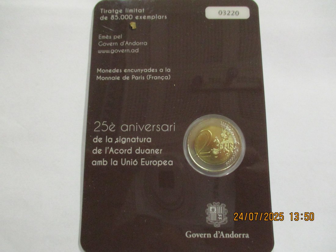  2 Euro 2015 Andorra  Gedenkmünze  - 23g   