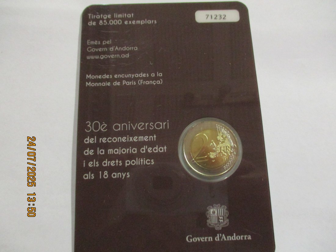  2 Euro 2015 Andorra  Gedenkmünze  - 23g   