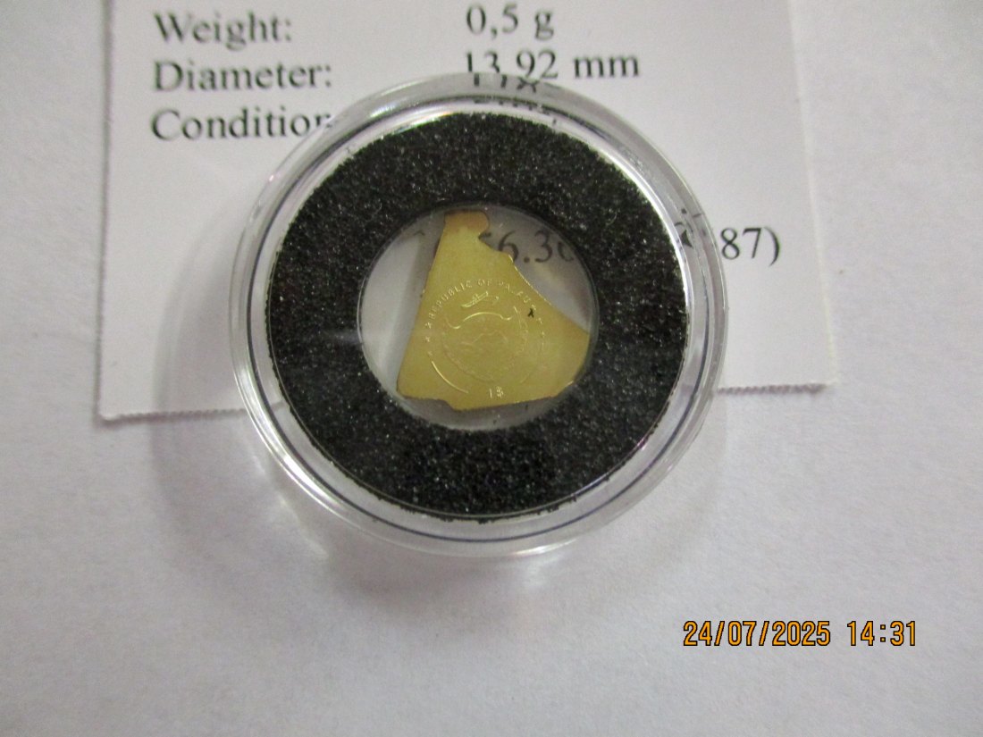  Anlagegold 0,5 Gramm 1 Dollar Palau Schiff  / 2   