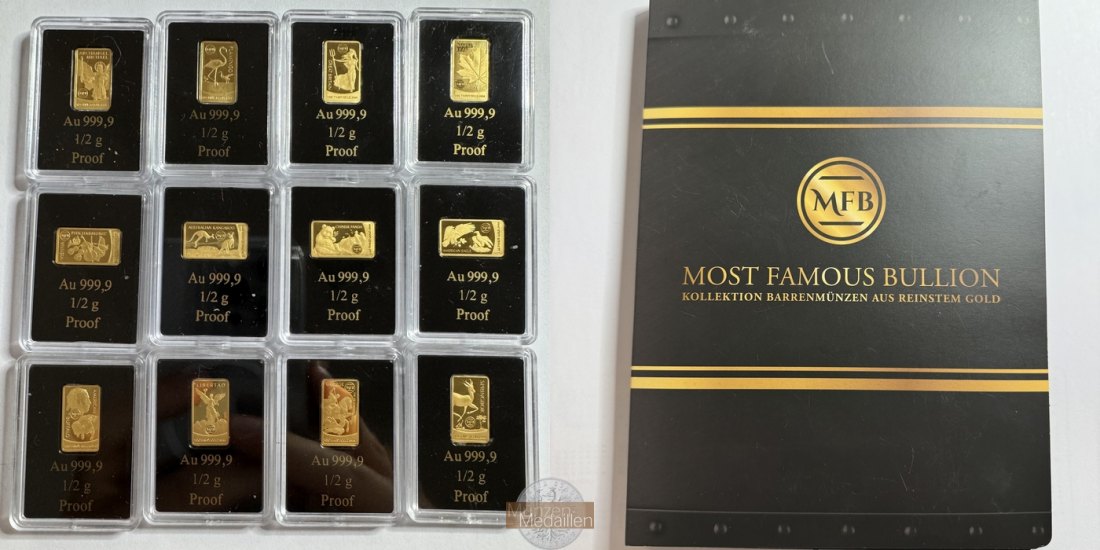 Solomon Islands Most Famous Bullion 12x 10$ Goldbarren 2022 div. Motive MM-Frankfurt Feingold: 6g