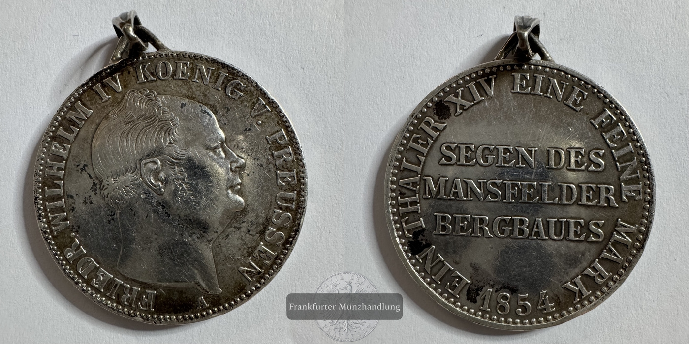  Preussen, 1 Thaler 1854 (1853-56) A Wilhelm IV. FM-Frankfurt  Feinsilber: 16,7g   