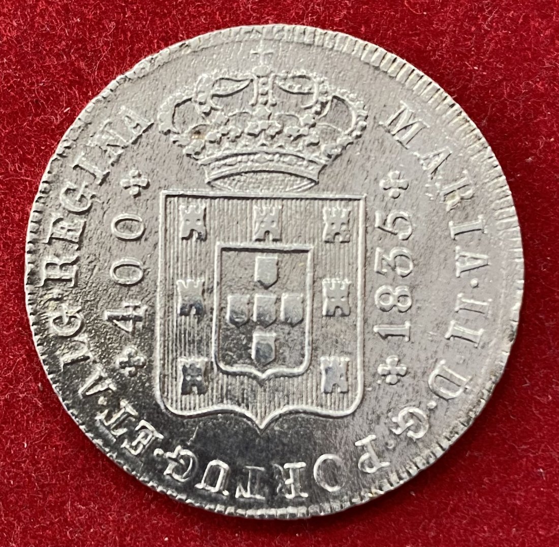 PORTUGAL - 400 RÉIS - CRUZADO NOVO - 1835 - SILVER