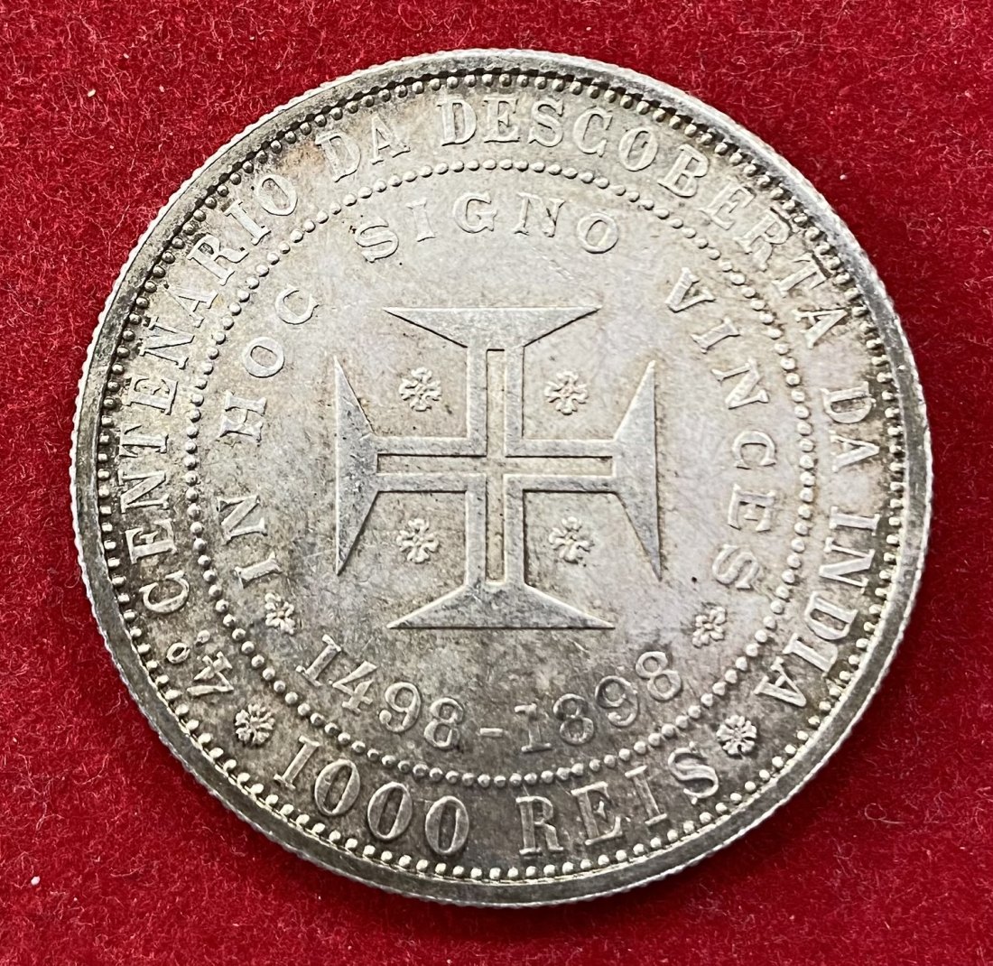  PORTUGAL - 1.000 RÉIS - 4.º CENTENÁRIO DESCOBERTA DA ÍNDIA - 1898 - SILVER   