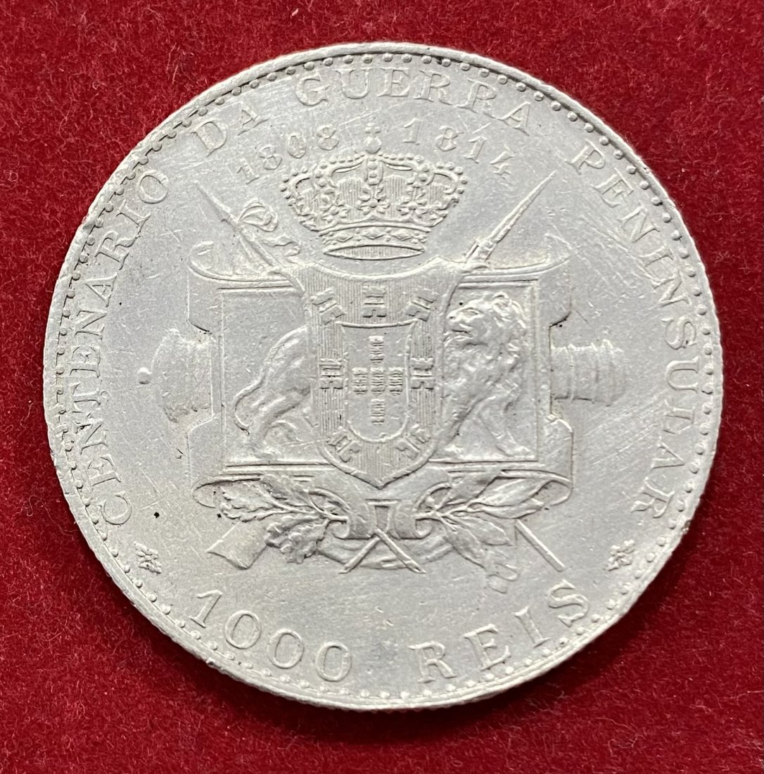  PORTUGAL - 1.000 RÉIS - 1910 - PENINSULAR WAR - SILVER   