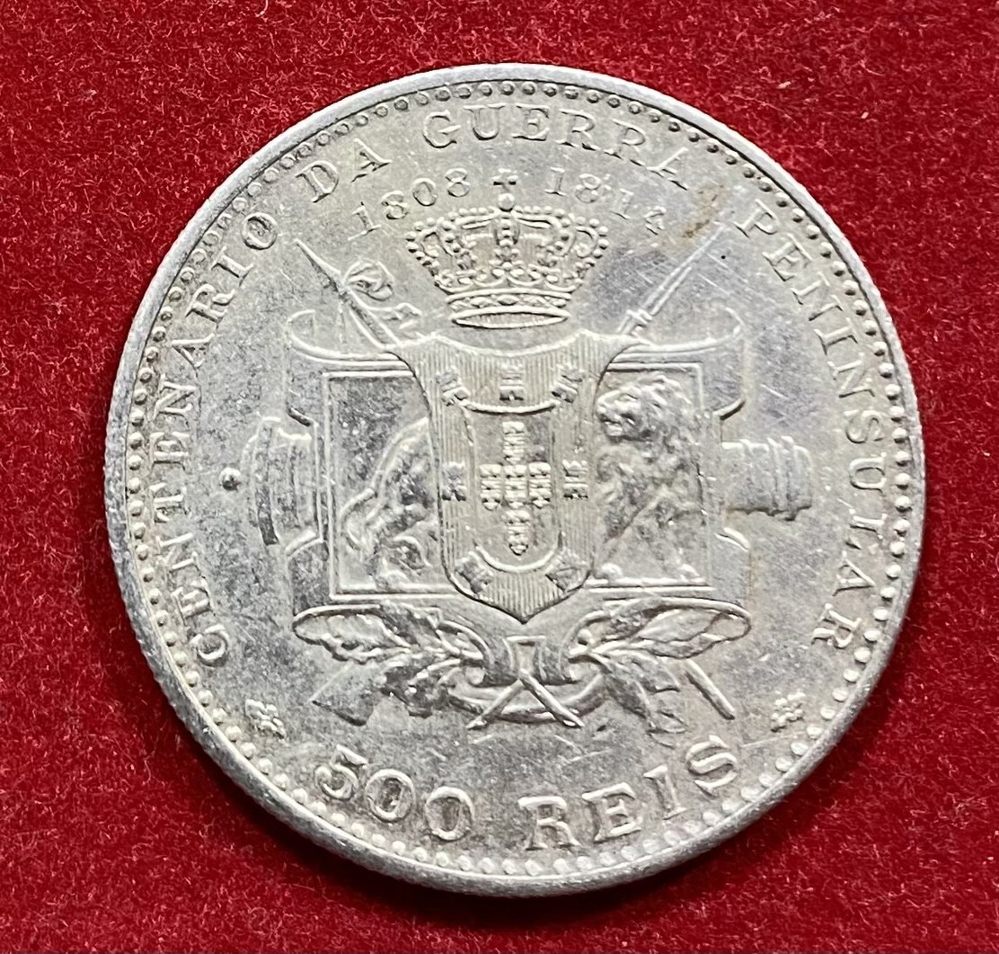  PORTUGAL - 500 RÉIS - 1910 - PENINSULAR WAR - SILVER - RARE   