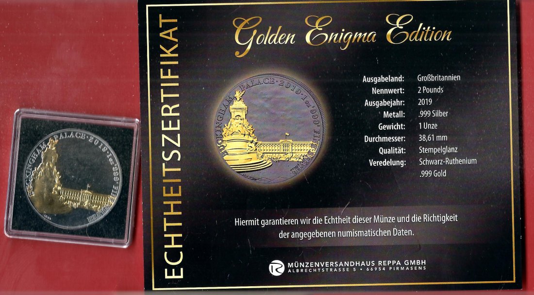  England 2 P. 2018 1 OZ Enigma Edition Koblenzer Muenzen Studio Münzankauf Koblenz Frank Maurer AL164   