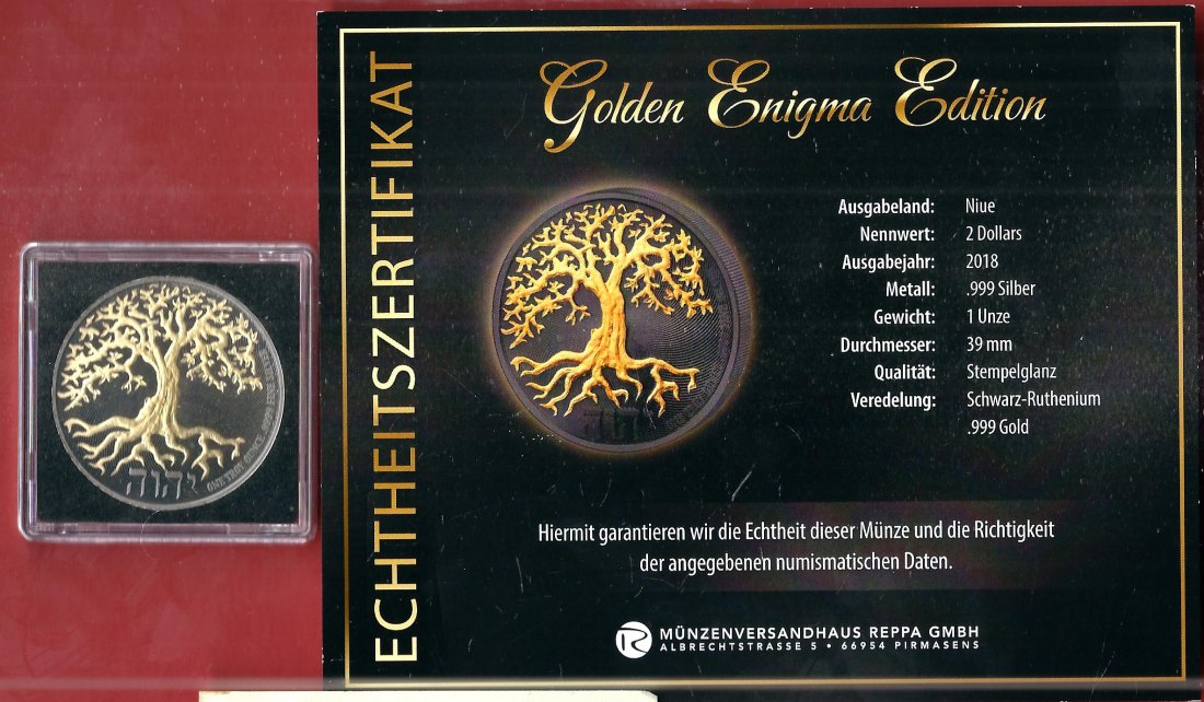  Niue 2 D. 2018 1 OZ Enigma Edition Koblenzer Muenzen Studio Münzankauf Koblenz Frank Maurer AL168   
