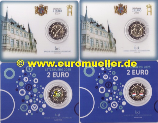 Luxemburg 4x 2 Euro Gedenkmünzen 2025...bu. CC   