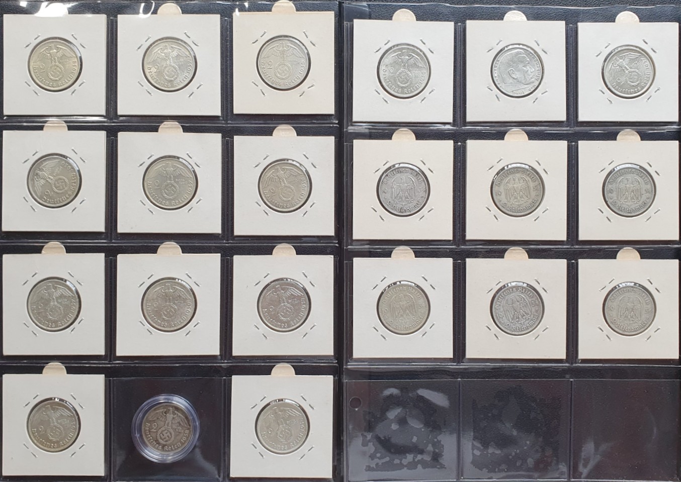  Dritte Reich 21 x 2 Reichsmark Silber Münzen   