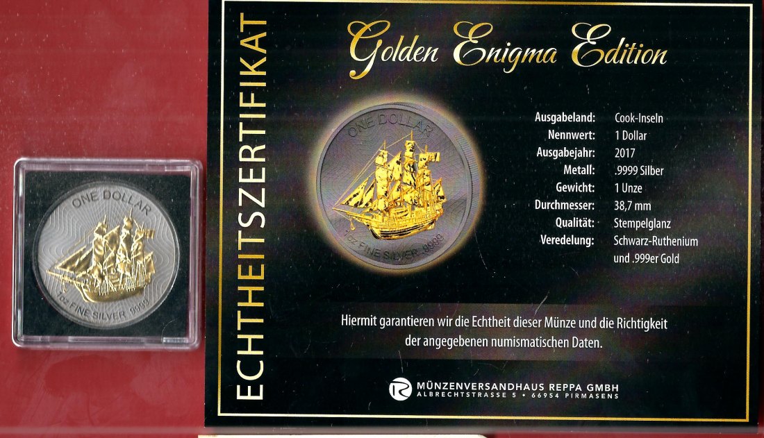  Cook 1 D. 2017 1 OZ Enigma Edition Koblenzer Muenzen Studio Münzankauf Koblenz Frank Maurer AL170   