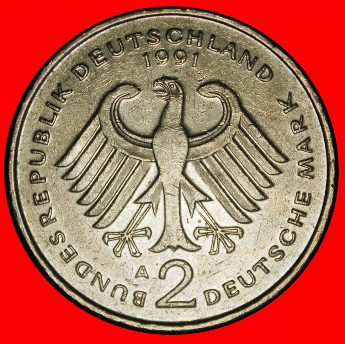  Ⰶ NICHT FORMEL 1 SCHUMACHER 1949-1979: DEUTSCHLAND ★ 2 MARK 1991A B+r2! PREUSSEN!★OHNE VORBEHALT!   