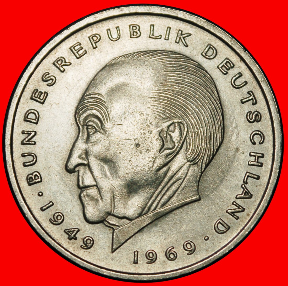 Ⰶ ADENAUER (1876-1967): DEUTSCHLAND ★ 2 MARK 1972G I+A+r1! BADEN-WÜRTTEMBERG! ★OHNE VORBEHALT!