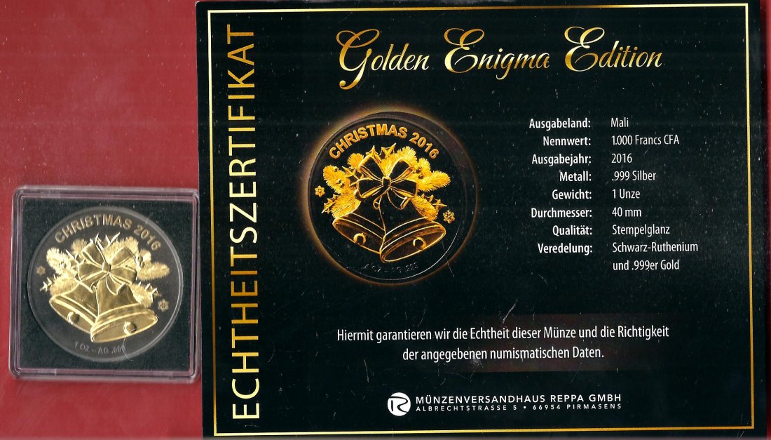  Mali 1000 F.2016 1 OZ Enigma Edition Koblenzer Muenzen Studio Münzankauf Koblenz Frank Maurer AL172   
