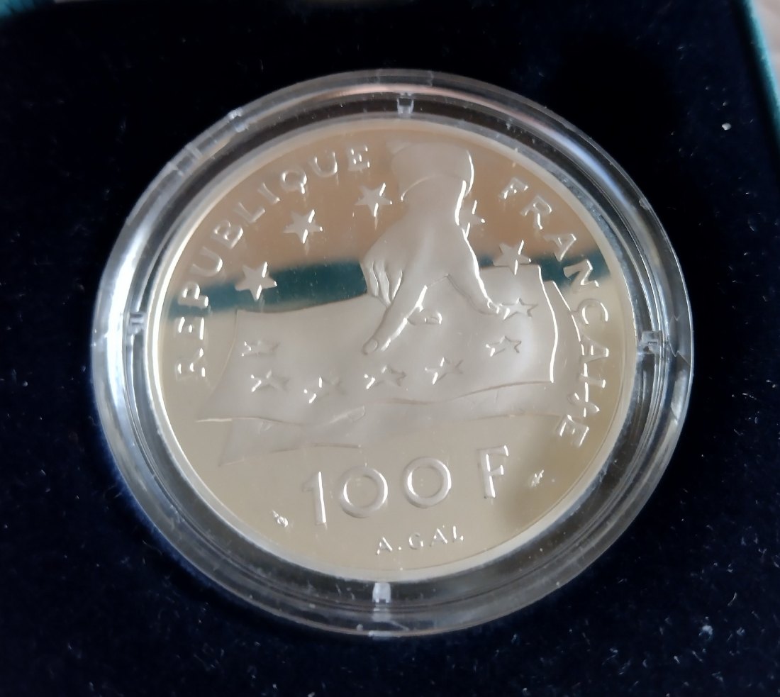  Silbermünze, Frankreich 100 Franc 1991, 22 Gramm AG 900   