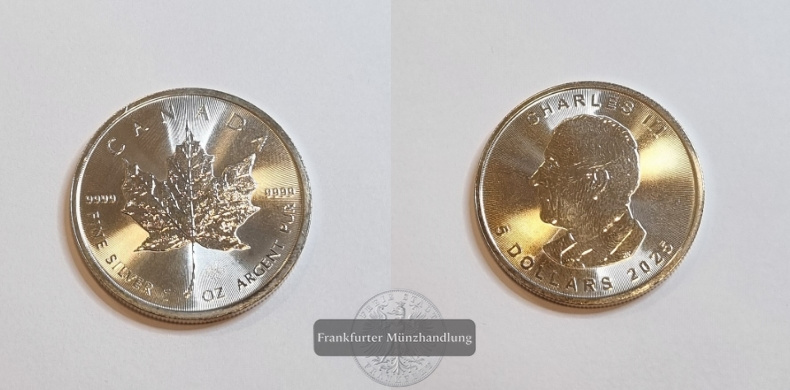  Kanada 5 Dollar 2025 Maple Leaf FM-Frankfurt  Feinsilber: 31,1g   