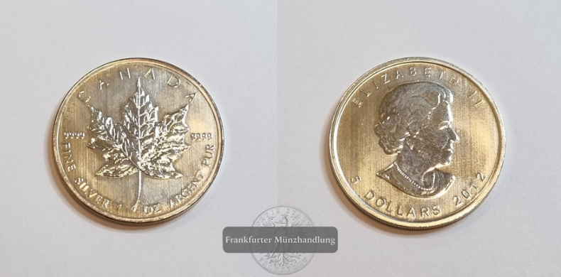  Kanada 5 Dollar  2012  Maple Leaf   FM-Frankfurt    Feinsilber: 31g   
