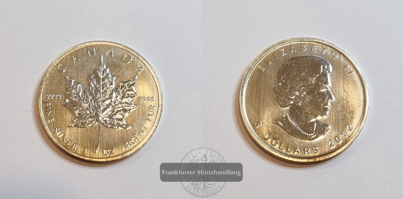  Kanada 5 Dollar  2012  Maple Leaf   FM-Frankfurt    Feinsilber: 31g   