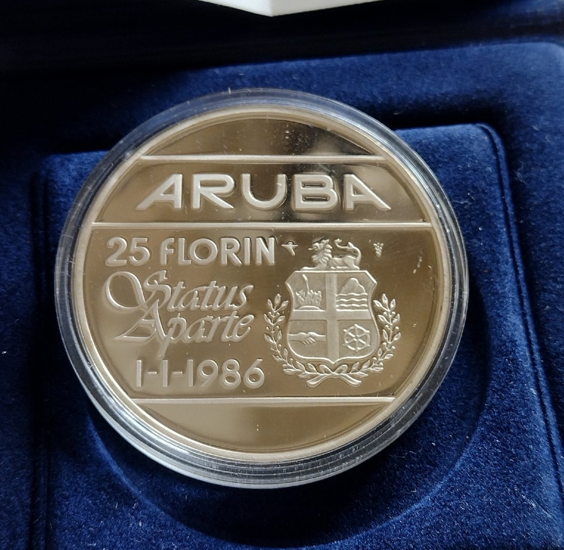 Silbermünze, Aruba,25 Florin 1986