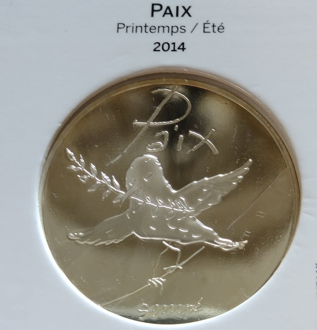  Silbermünze, Frankreich, 50€ 2014, Friedenstaube   