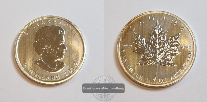  Kanada 5 Dollar  2012  Maple Leaf   FM-Frankfurt    Feinsilber: 31g   
