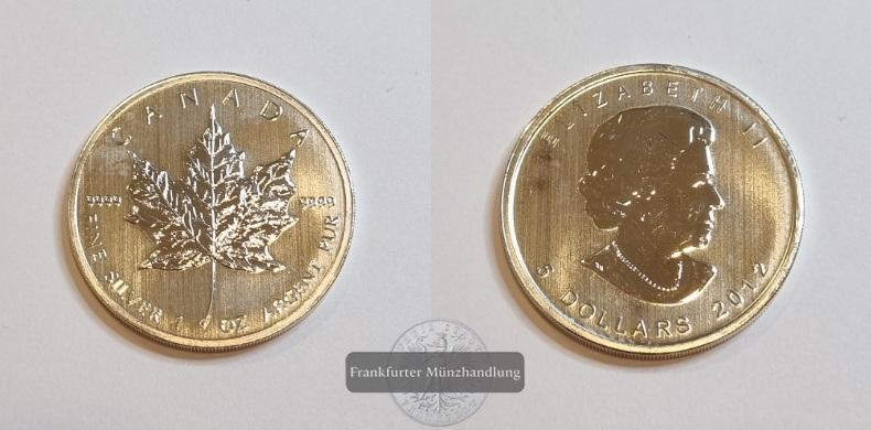  Kanada 5 Dollar  2012  Maple Leaf   FM-Frankfurt    Feinsilber: 31g   