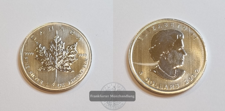  Kanada 5 Dollar  2012  Maple Leaf   FM-Frankfurt    Feinsilber: 31g   